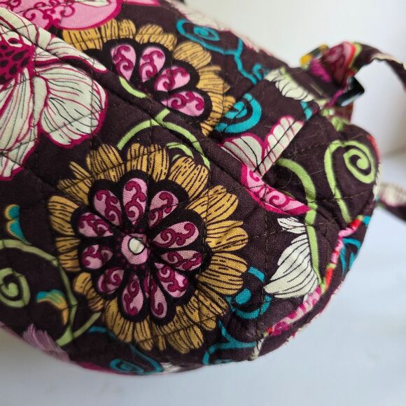 Vera Bradley Maggie in Mod Brown/Pink Quilted Floral Zipper Backpack 12” by 9” - Picture 7 of 8